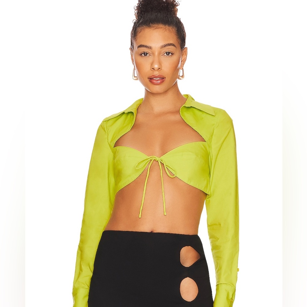 Nadia Crop Blouse in Acid Lime h:ours XS